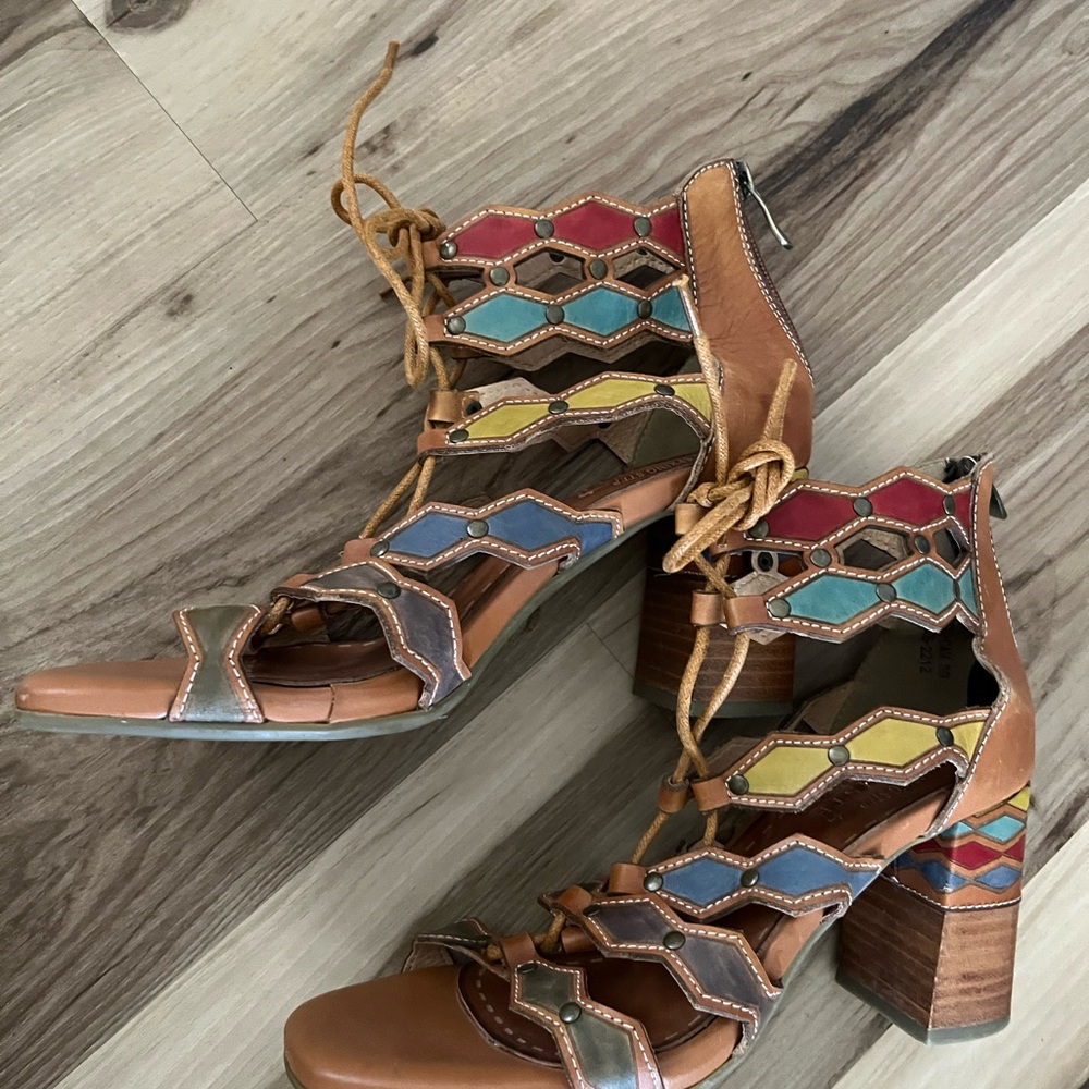 L ‘Artiste Art Deco Leather Strap Strapped Sandals size 39
